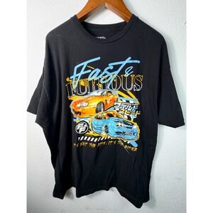 Fast & Furious Mens T-Shirt Black 3XL Movie Car Tee Universal Studios 2000s